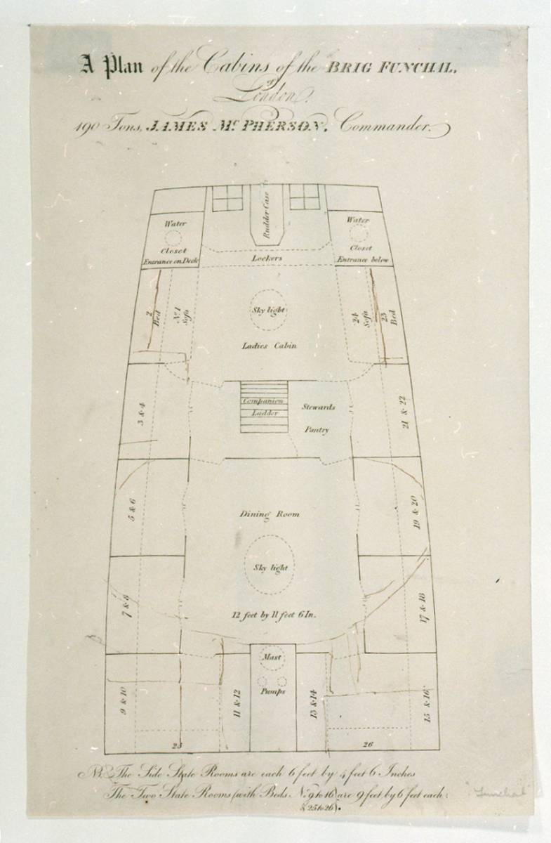 This plan shows the layout of berths on the Brig Funchal. 1840.jpg