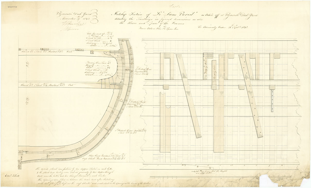 Sans Pareil (captured 1794), a captured French 80-gun ship.jpg