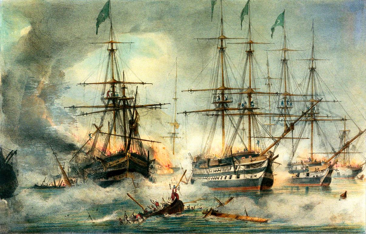 Джордж Филип Рейнагл, 18 января 1828, Битва Наварин, Турецкая-египетских кораблей.jpg