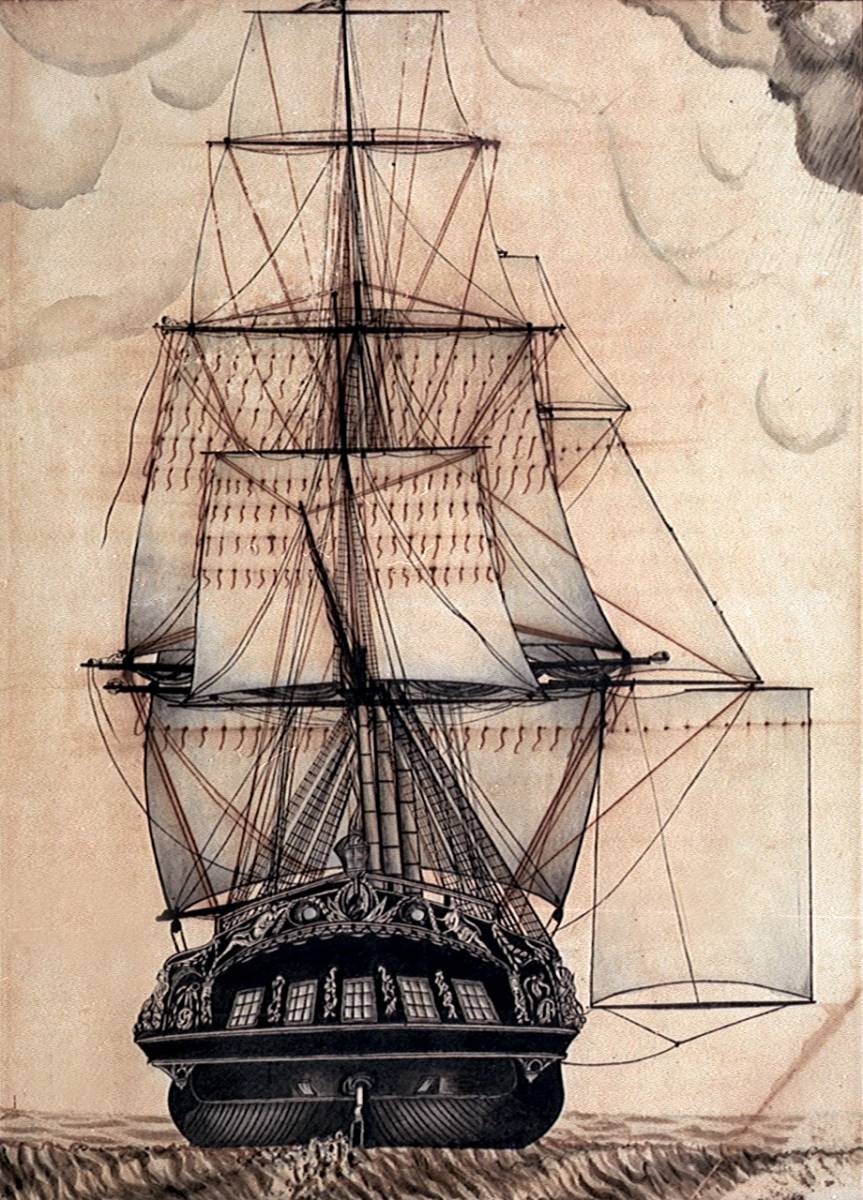 Study of the stern gallery of a vessel, also showing the rigging and sails.jpg