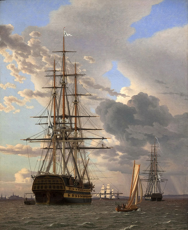Christoffer+Wilhelm+Eckersberg+1783-1853+-+The+Russian+Ship+of+the+Line+Assow+and+a+Frigate+at+Anchor+in+the+Roads+of+Elsinore+1828_b.jpg