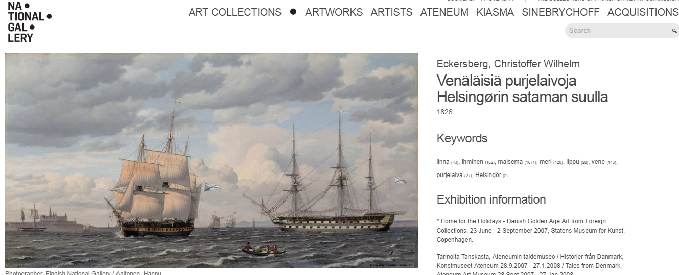 Finnish National Gallery - Art Collections - Venäläisiä purjelaivoja Helsingørin sataman suulla.jpg