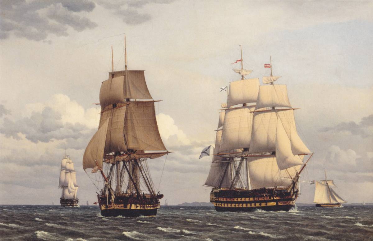 Eckersberg,_CW_-_To_russiske_linjeskibe_i_Øresund_-_1828.jpg