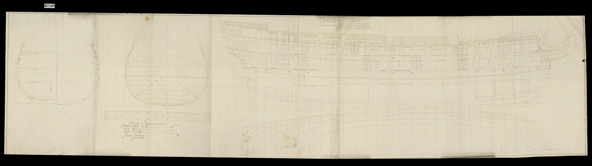 Ф.468. Оп.1. Ед.хр.6. Теоретический чертеж в 3-х проекциях 66-пушечного линейного корабля для Херсона опробованного. 1780.jpg