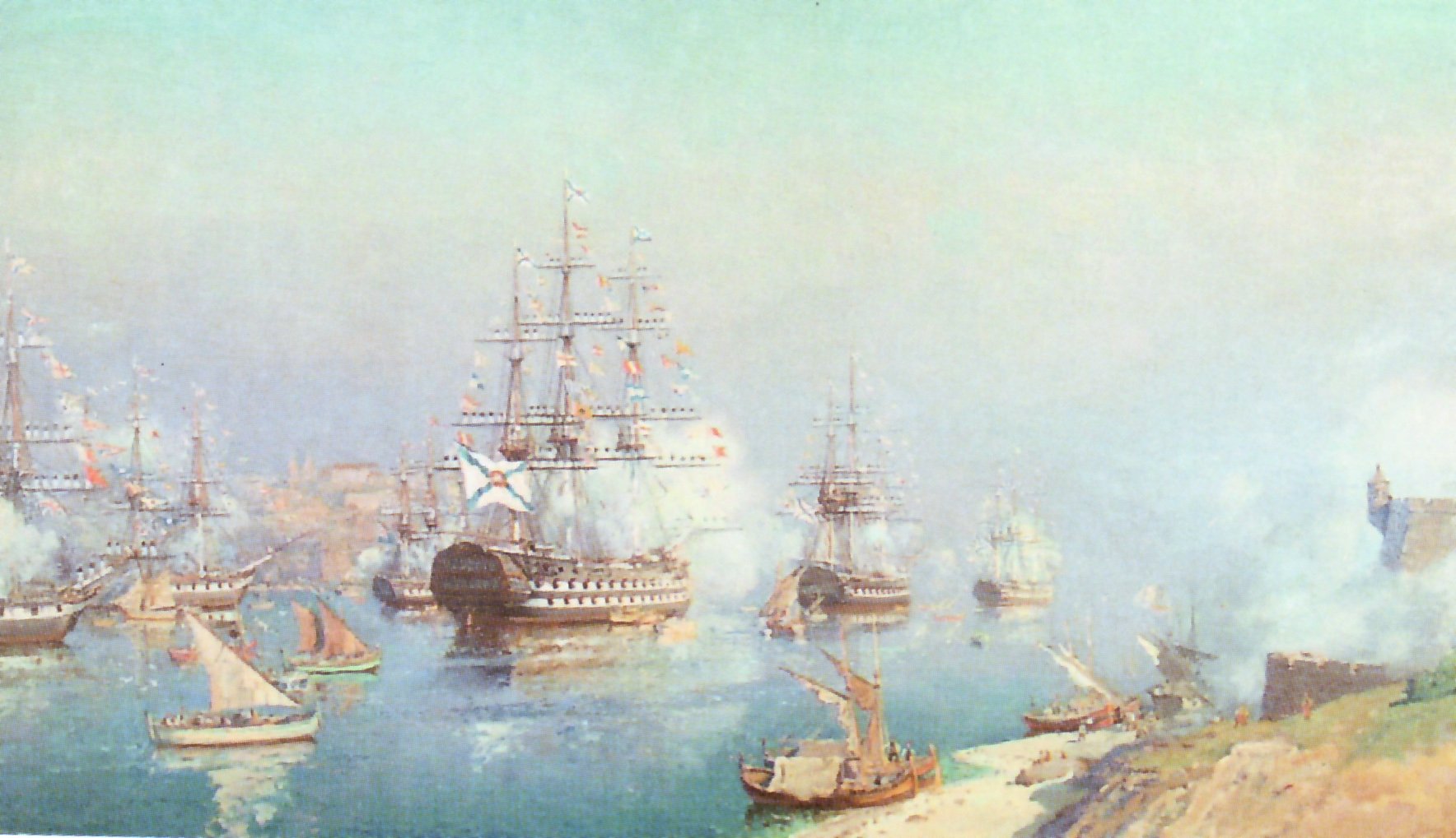 С.В. Пен Подъем кормового Георгиевского флага на линейном корабле Азов 23 марта 1828 года.jpg