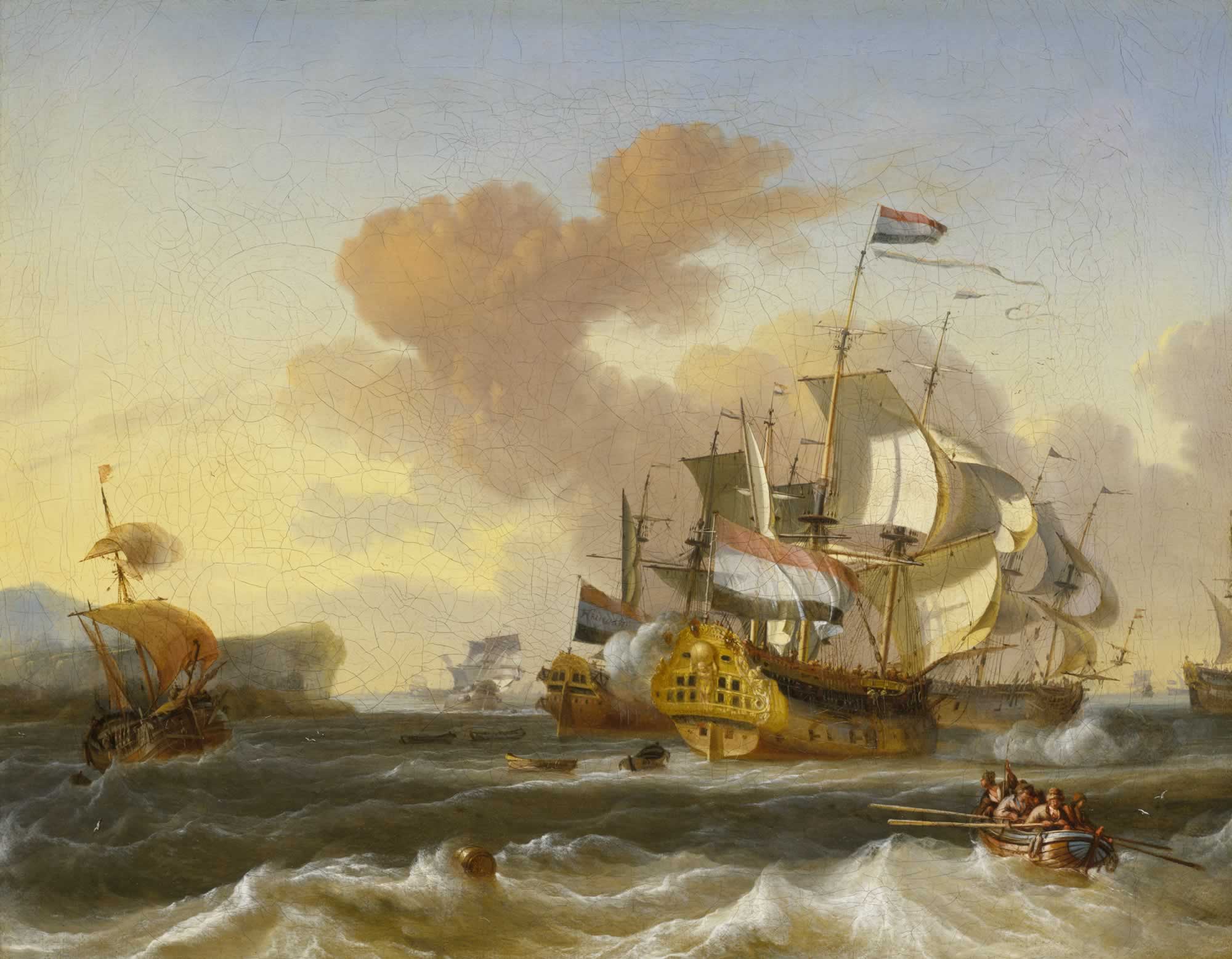 A Dutch Flagship and Other Vessels off a Rocky Coast.jpg