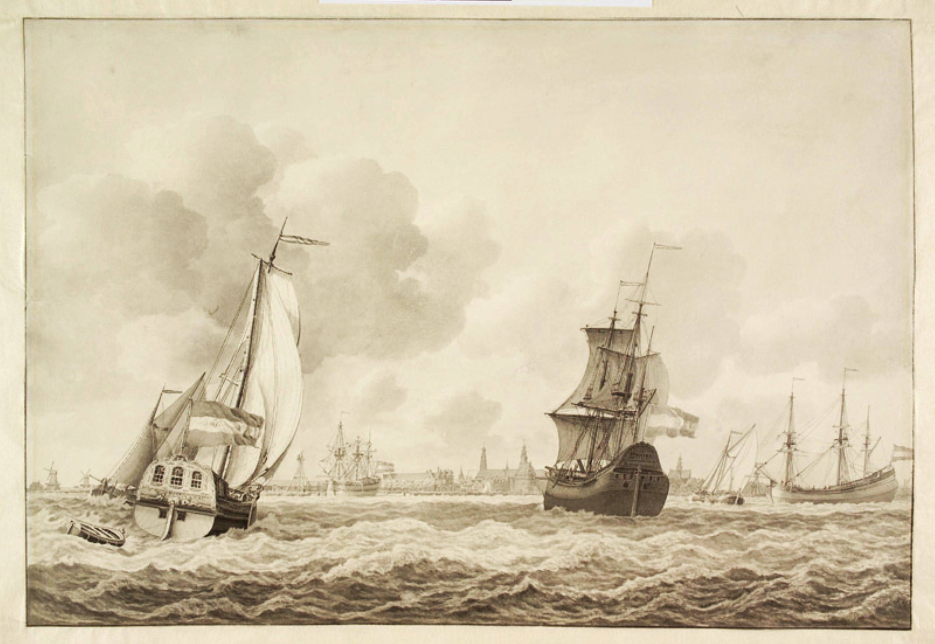 Een spiegelpaviljoenjacht van de VOC op de rede van Hoorn 1807г.jpg