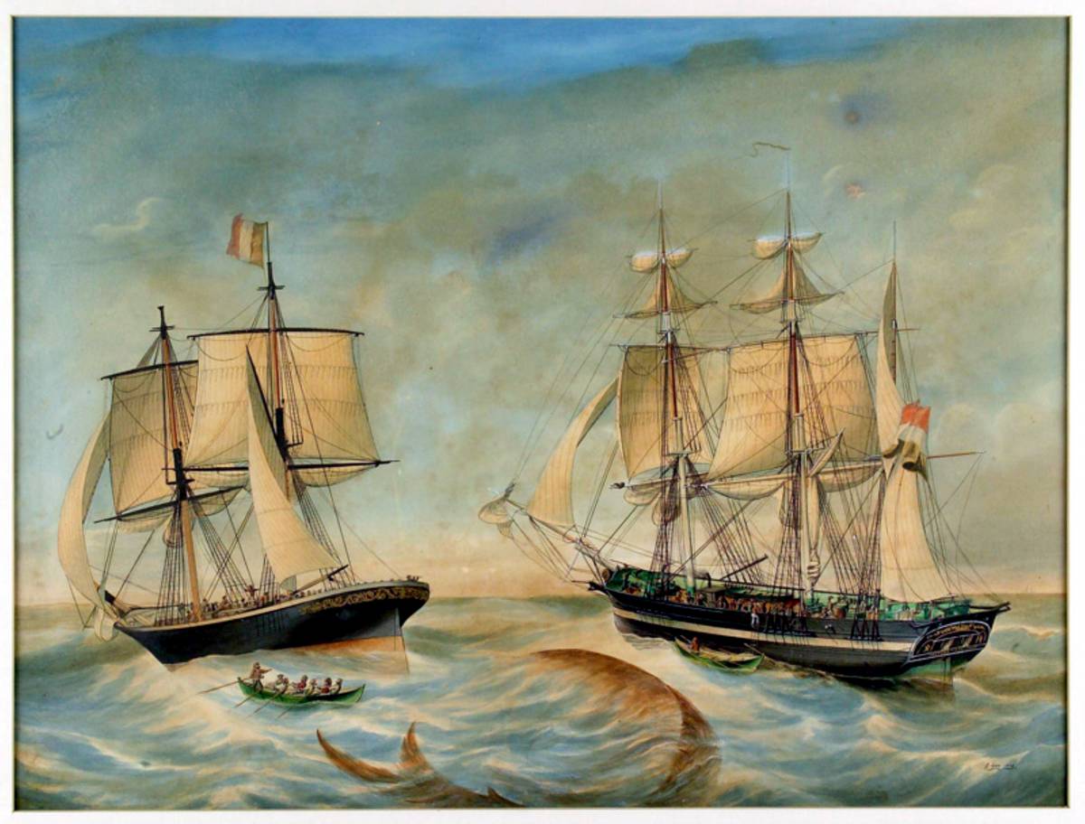 Het barkschip 'Proteus' aangehouden door een Spaanse zeerover 1849г.jpg