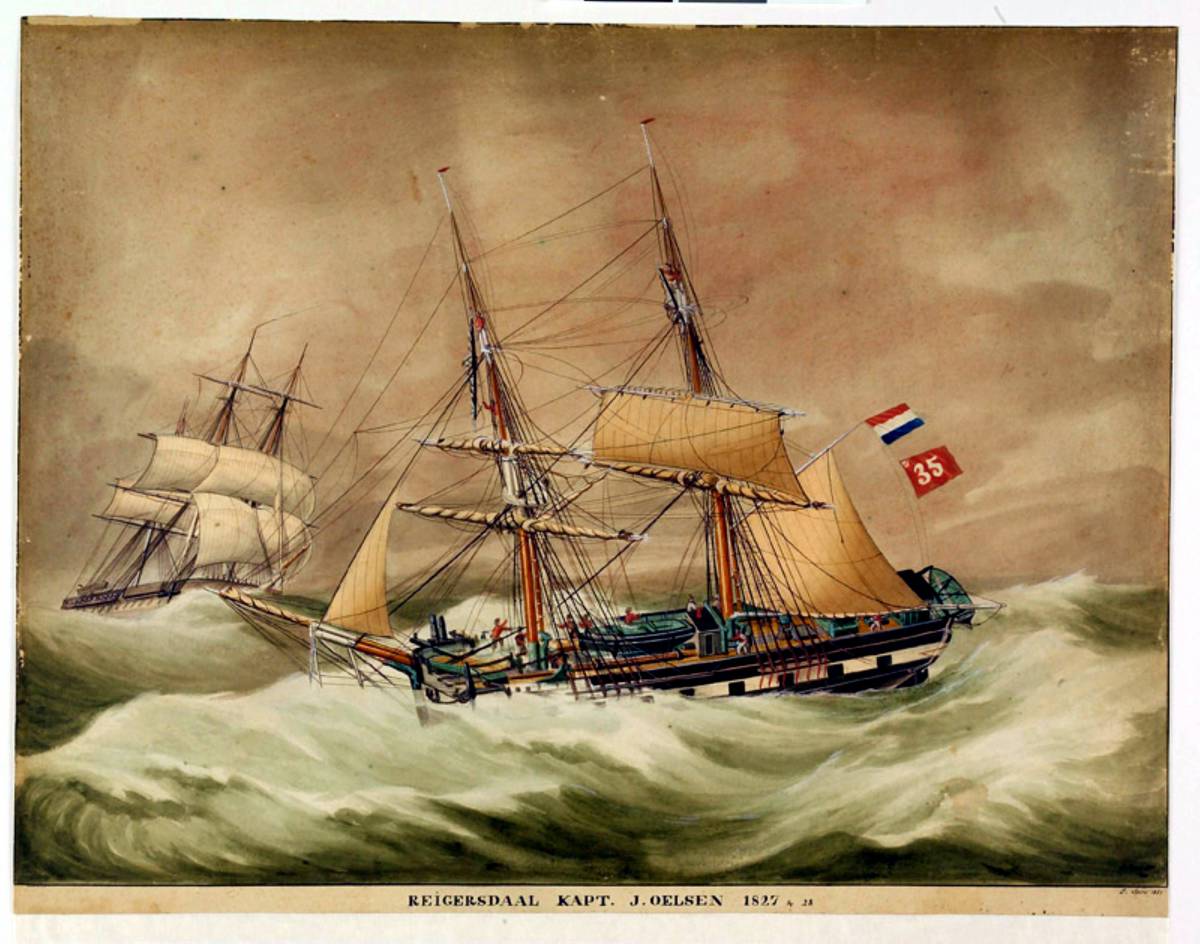 Het brikschip 'Reigersdaal', bijliggend. 1851г.jpg