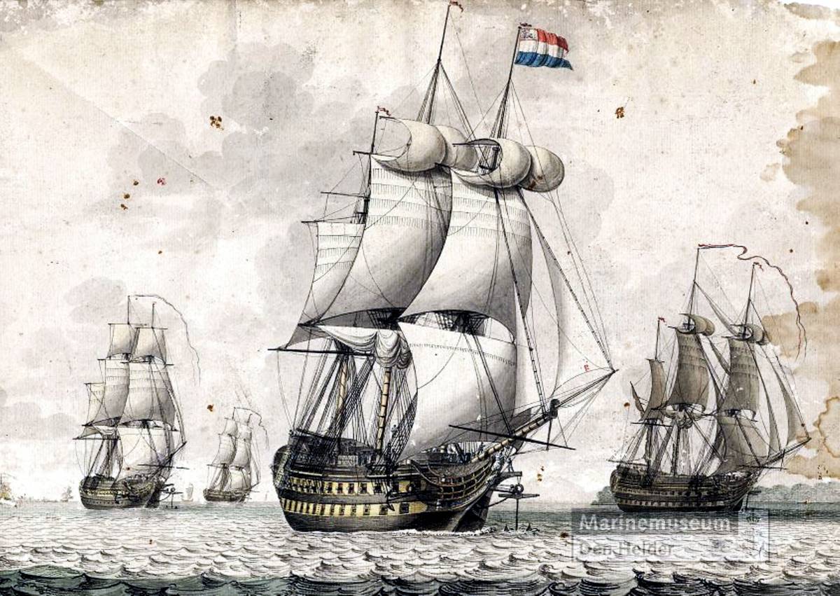 Het eskader van vice-admiraal Pieter Hartsinck (1762-1808) op de rede van Batavia, 1805.jpg