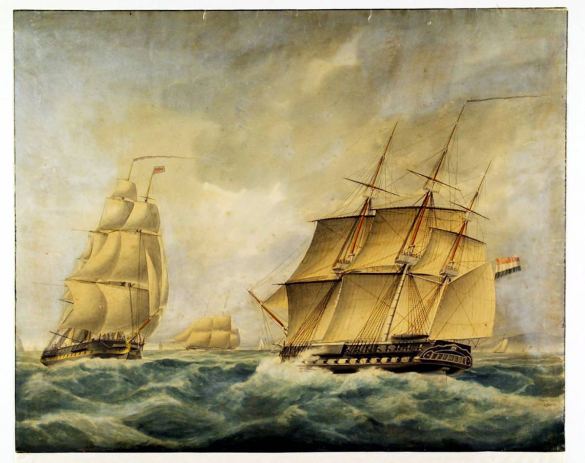 Het fregat Zr.Ms. 'Diana' en het korvet Zr.Ms. 'Triton', 1837..jpg