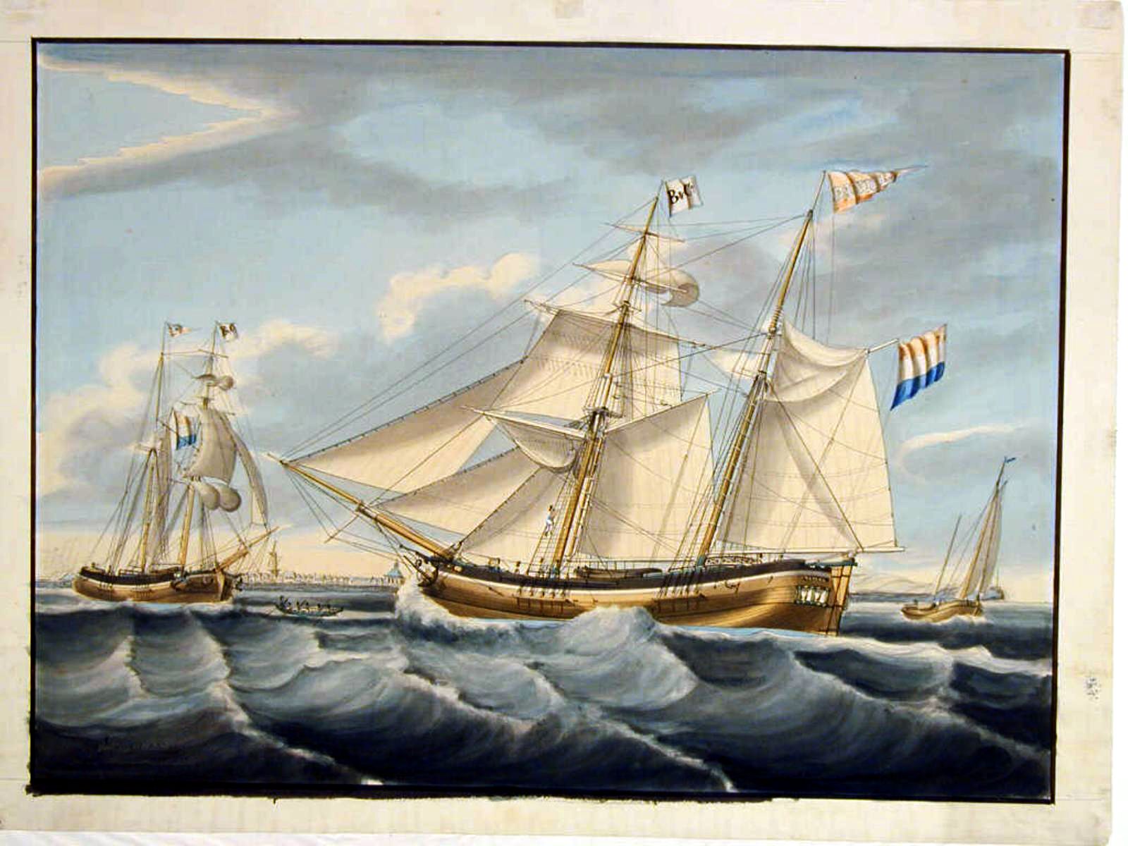 Het kofschip 'Daniel van Amsterdam' ter hoogte van Den Helder. 1845г.jpg