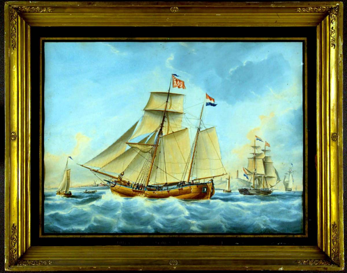 Het kofschip 'Johanna Jacoba' ter hoogte van Den Helder. 1842г.jpg
