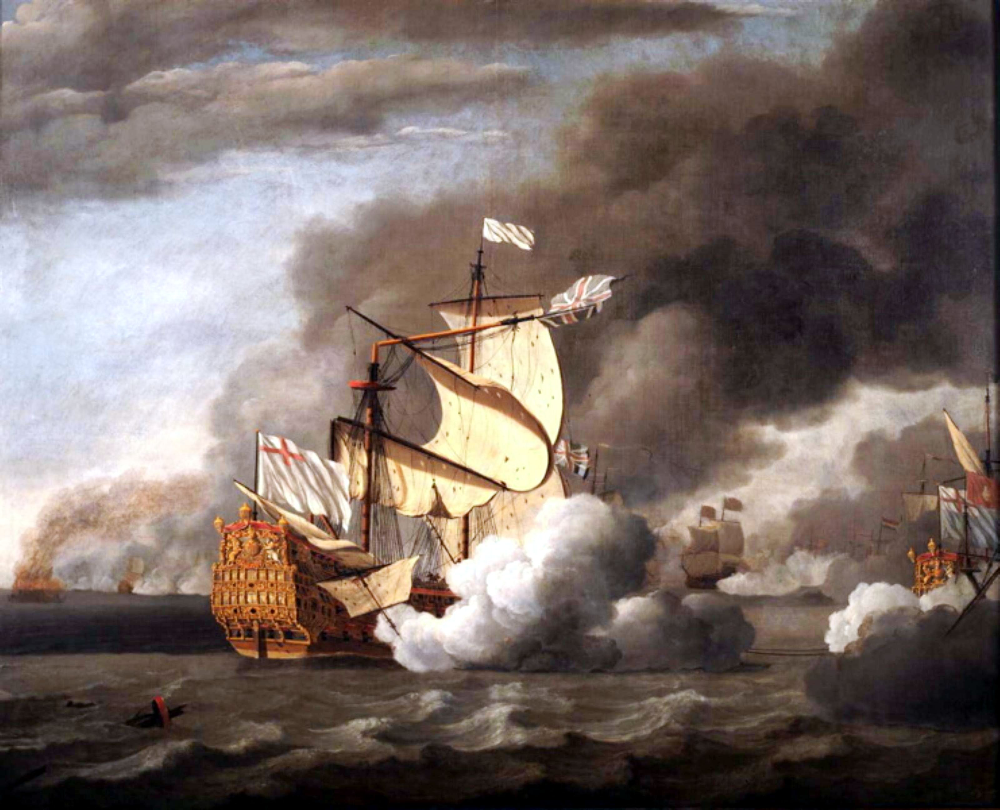 Het wegslepen van de 'Royal James' , tijdens de Vierdaagse Zeeslag, 1666.jpg