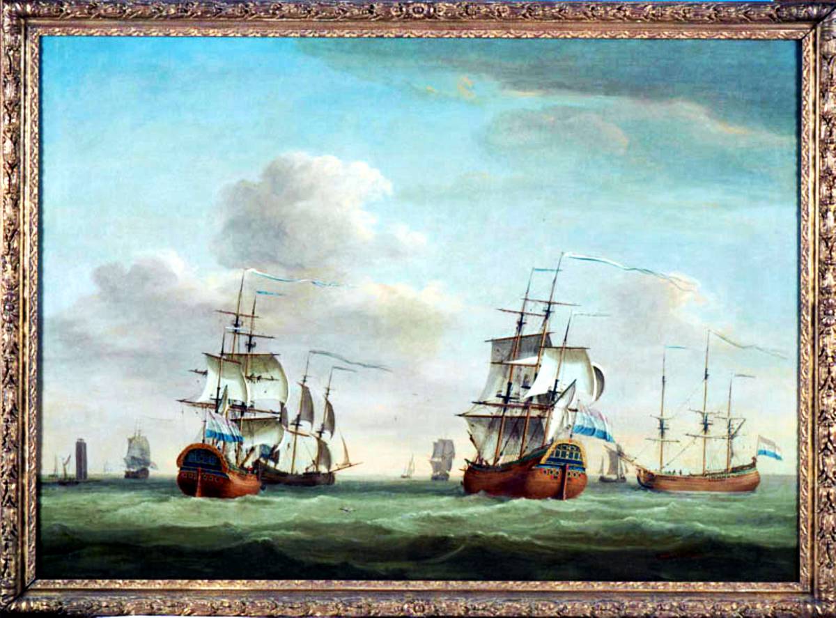 Koopvaardijschepen nabij Marken, omstreeks 1780..jpg